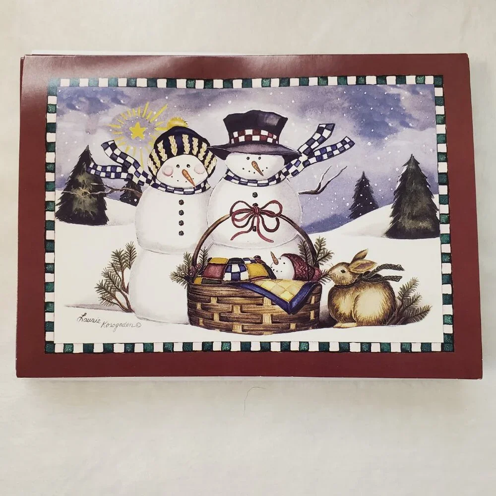 NWT New Seasons Snowman Cards & Stationery Box Set By Laurie Korsgaden